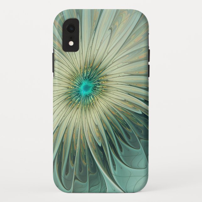 Abstract Sage Green Fantasy Flower Fractal Art Case-Mate iPhone Case (Back)