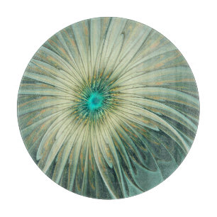 Abstract Sage Green Fantasy Flower Fractal Art Cutting Board