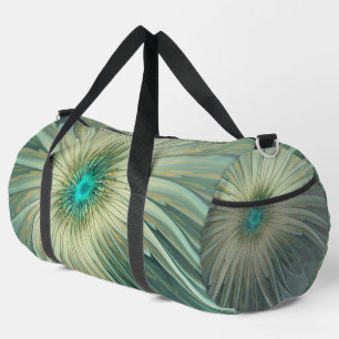 Abstract Sage Green Fantasy Flower Fractal Art Duffle Bag