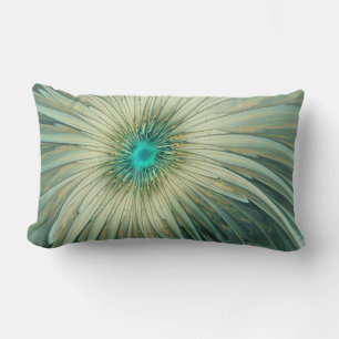 Abstract Sage Green Fantasy Flower Fractal Art Lumbar Pillow