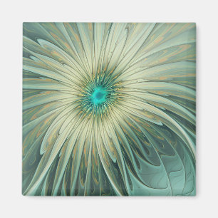 Abstract Sage Green Fantasy Flower Fractal Art Magnet