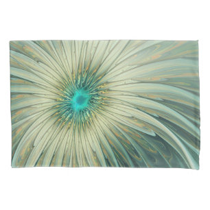 Abstract Sage Green Fantasy Flower Fractal Art Pillowcase