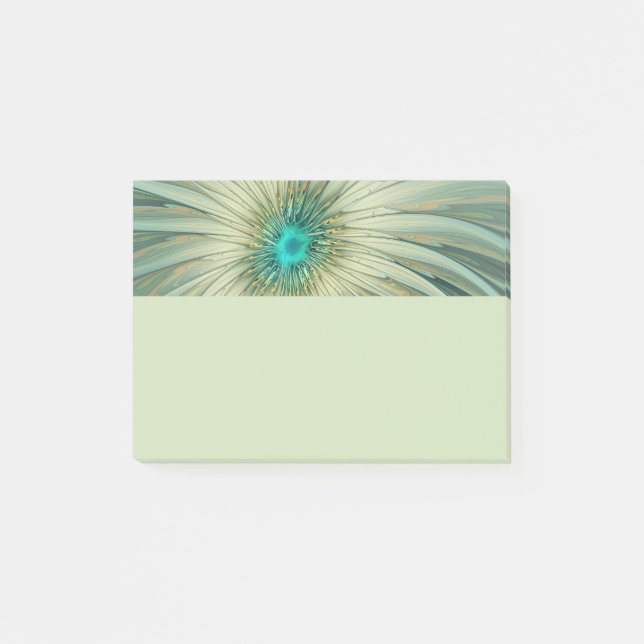 Abstract Sage Green Fantasy Flower Fractal Art Post-it Notes (Front)