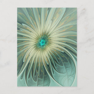 Abstract Sage Green Fantasy Flower Fractal Art Postcard