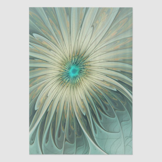 Abstract Sage Green Fantasy Flower Fractal Art Tissue Paper (Front)