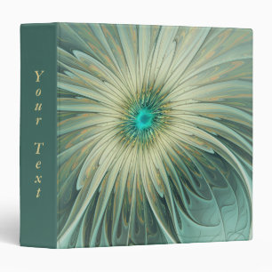 Abstract Sage Green Fantasy Flower Fractal Text Binder