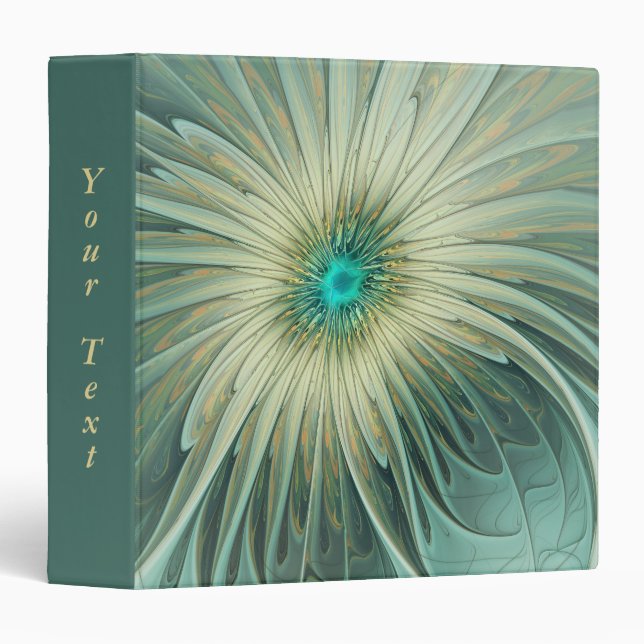 Abstract Sage Green Fantasy Flower Fractal Text Binder (Front/Spine)