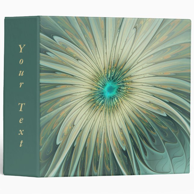 Abstract Sage Green Fantasy Flower Fractal Text Binder (Front/Spine)