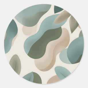 Abstract Sage Green Organic Fluid Shapes Modern  Classic Round Sticker