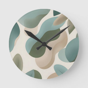 Abstract Sage Green Organic Fluid Shapes Modern  Round Clock