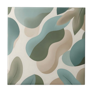Abstract Sage Green Organic Fluid Shapes Modern  Tile