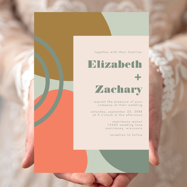Abstract Sage Green Wedding Invitation (Créateur téléchargé)
