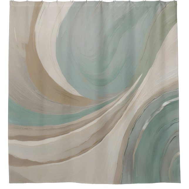 Abstract Sage Light Blue Tan Contemporary Print (Front)