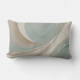 Abstract Sage Light Blue Tan Contemporary Print Lumbar Pillow