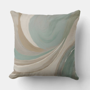 Abstract Sage Light Blue Tan Contemporary Print Throw Pillow