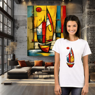 Abstract Sailboat Expressionist Nautical Art T-Shirt