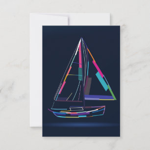 Abstract sailing yacht RSVP card