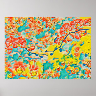 Abstract Sakura Spring Cherry Blossom Floral Poster