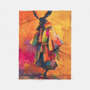Abstract Samurai Warrior Silhouette Fleece Blanket