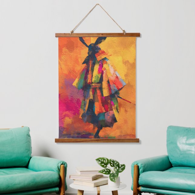 Abstract Samurai Warrior Silhouette Hanging Tapestry (Living Room)