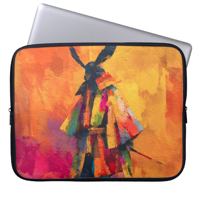 Abstract Samurai Warrior Silhouette Laptop Sleeve (Front)