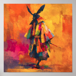 Abstract Samurai Warrior Silhouette Poster