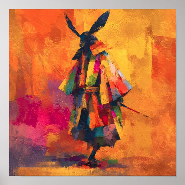Abstract Samurai Warrior Silhouette Poster (Front)