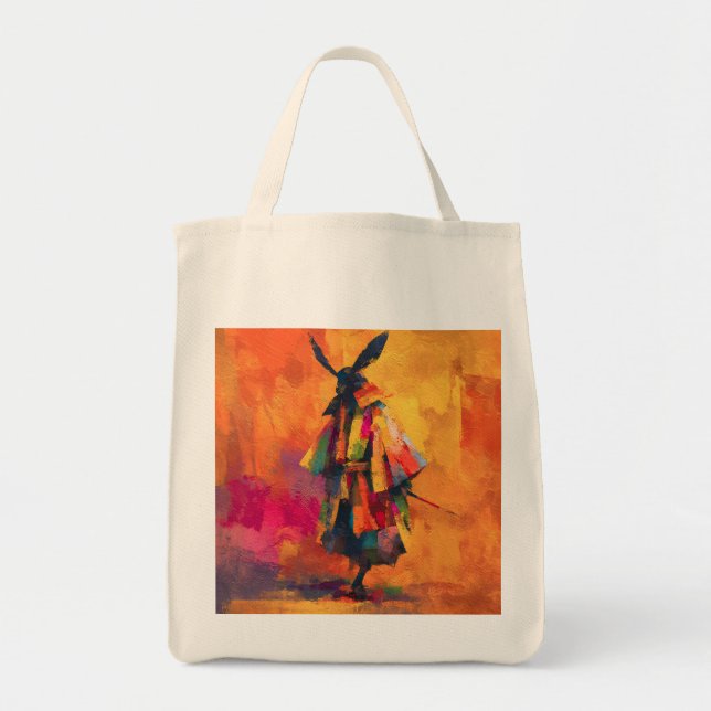 Abstract Samurai Warrior Silhouette Tote Bag (Front)