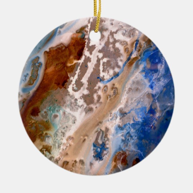 Abstract sandy beach pattern water foam pattern  ceramic ornament (Front)