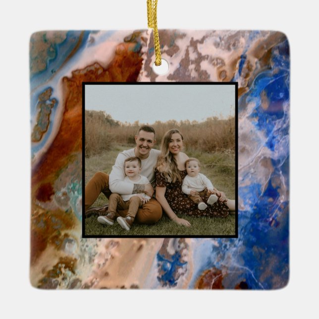 Abstract sandy beach pattern water foam pattern  ceramic ornament (Front)