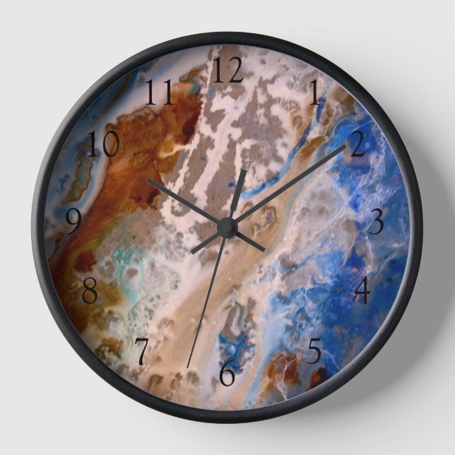 Abstract sandy beach pattern water foam pattern  clock (Front)