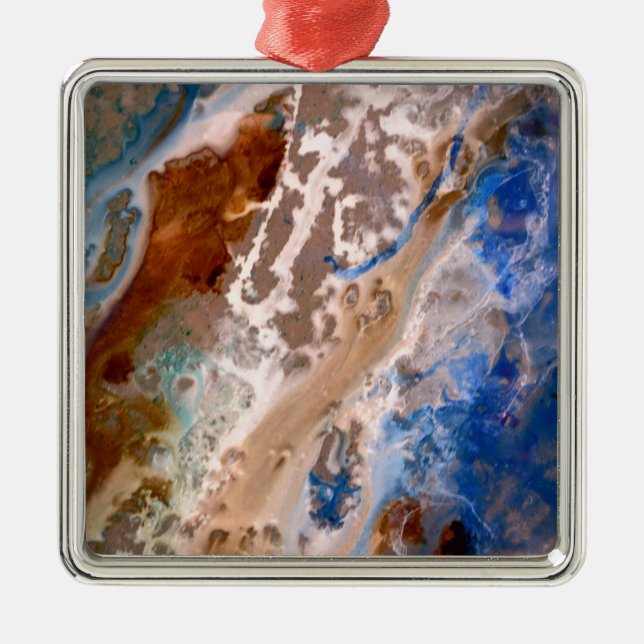 Abstract sandy beach pattern water foam pattern  metal ornament (Front)