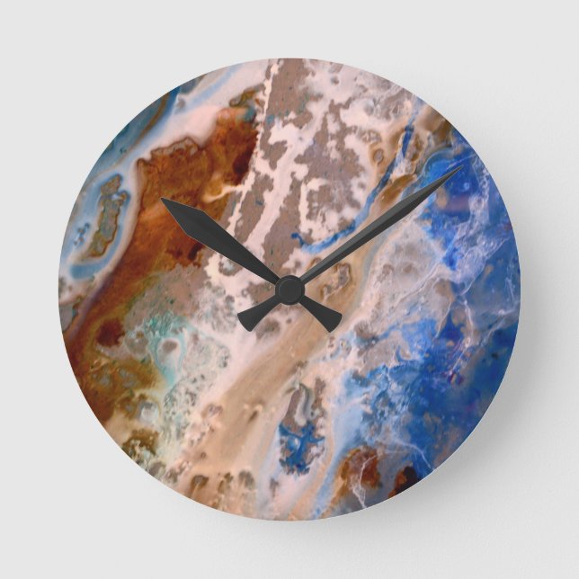 Abstract sandy beach pattern water foam pattern  round clock (Front)