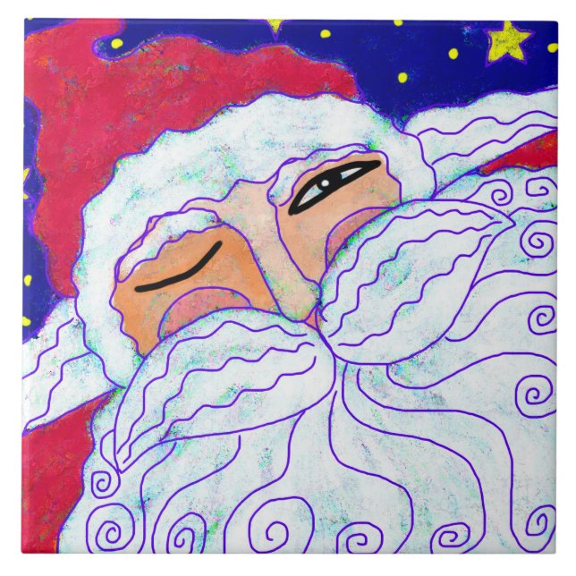 Abstract Santa Claus Painting Tile (Front)