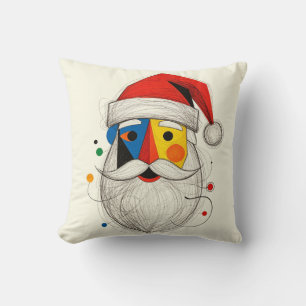 Abstract Santa Face Modern Christmas Throw Pillow