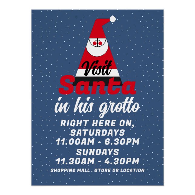 Abstract Santa, Santa Claus Visitor Hours Poster (Front)
