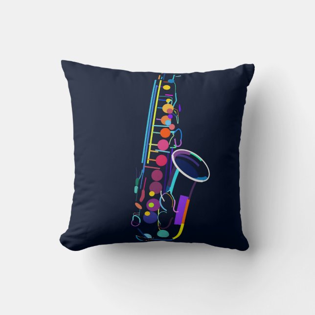  Abstract saxophone Throw Pillow (Front)