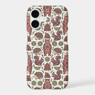 Abstract Scandinavian Bear Hedgehog iPhone Cases
