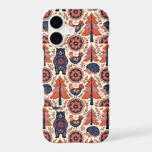 Abstract Scandinavian Bear Hedgehog iPhone Cases