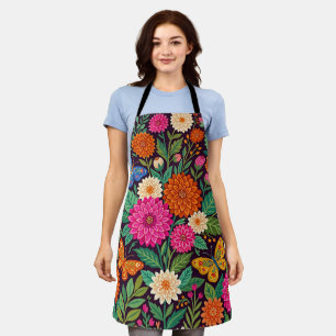 Abstract Scandinavian Dahlia Butterflies Apron