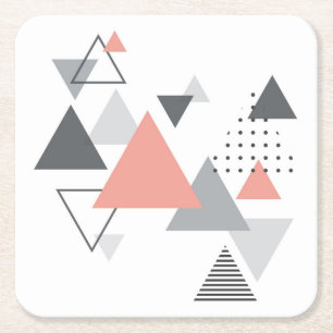 Abstract Scandinavian Geometric Design Square Paper Coaster