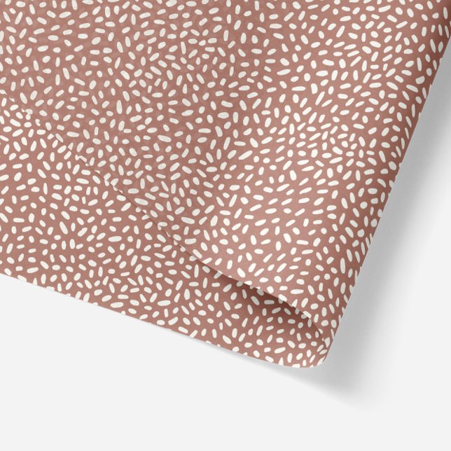 Abstract scattered rice snow dots in brown  tissue paper (abstract ditsy dots in white and brown tissue paper)