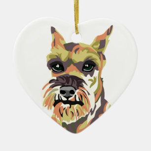Abstract Schnauzer Ceramic Ornament