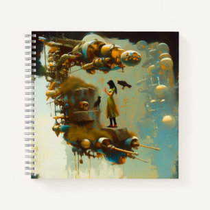 Abstract SciFi Cat Raven Occult Dark Witchy AI Art Notebook