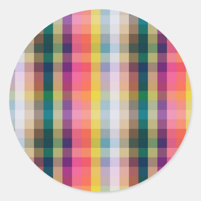 Abstract Scottish Plaid Classic Round Sticker (Front)