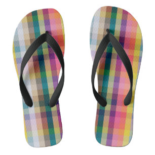 Abstract Scottish Plaid Flip Flops