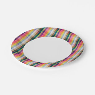 Abstract Scottish Plaid Paper Plate