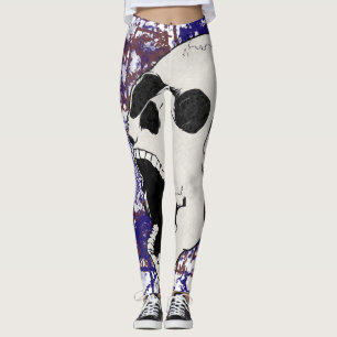 Abstract Screaming Skull Crazy Leggings