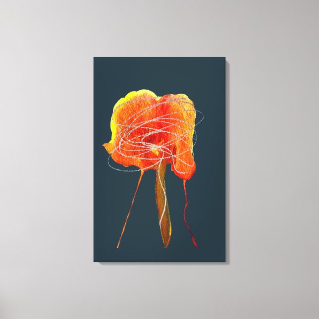 Abstract scribble floral flower modern art canvas print (Front)