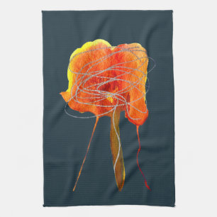 Abstract scribble floral flower modern art kitchen towel